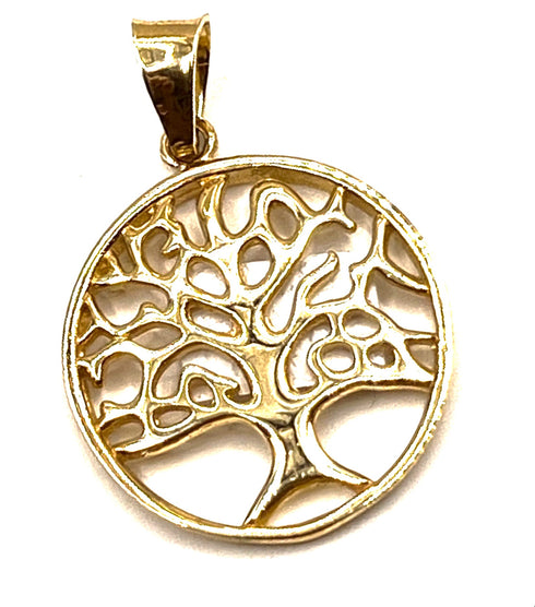 14k Gold Round Tree of Life Necklace